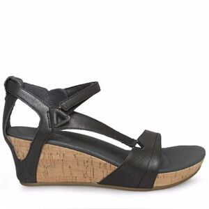 Teva Capri Wedge Sandals Pearlized Black Leather Women's Size 10